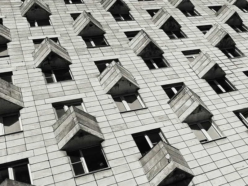 Contemporary condo living room with large windows